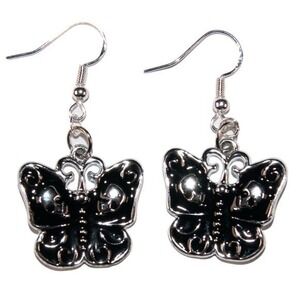 Gothic Skull butterfly Earrings New & Handmade Hypoallergenic 925